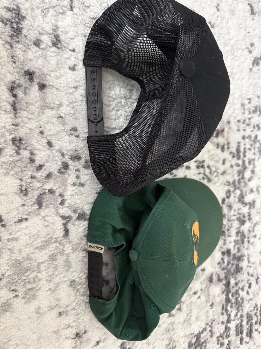 Two Casual Caps - Black Mesh Trucker & Green Baseball Hat - Picture 2 of 2